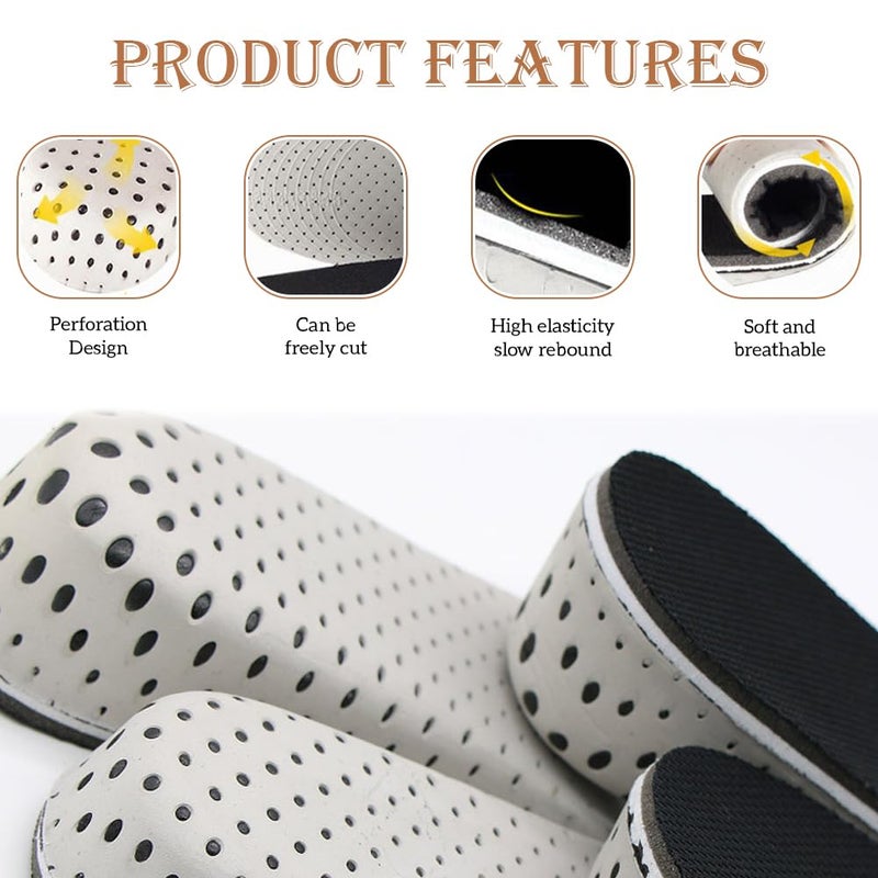 UPSTORE 1Pair Soft Breathable Memory Foam Full Length Height Increase Insole Invisible Increasing Heel Lifting Inserts Short Boots Lifts Pads Elevator Insoles for Unisex Men Women(4.3cm Height) - Image 3